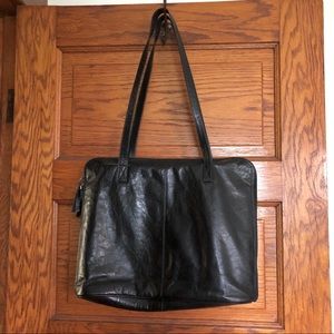 Latico Black Leather Laptop / Tote / Shoulder Bag